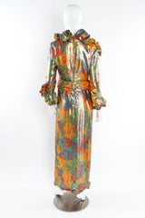 Vintage Peter Keppler Lamé Fleur Ruffle Dress mannequin back @ Recess LA