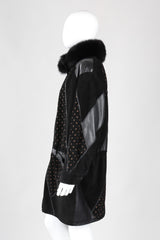 Recess Los Angeles Vintage Philippe Vallereuil Suede Leather Patchwork Fur Collar Car Coat
