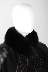 Recess Los Angeles Vintage Philippe Vallereuil Suede Leather Patchwork Fur Collar Car Coat