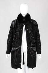 Recess Los Angeles Vintage Philippe Vallereuil Suede Leather Patchwork Fur Collar Car Coat