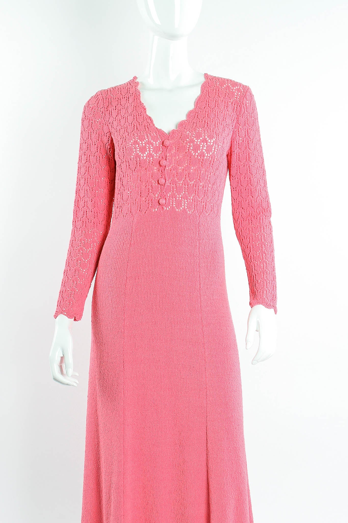 Vintage Picardo Knits Scalloped Crochet Knit Maxi Dress on mannequin crop at Recess Los Angeles