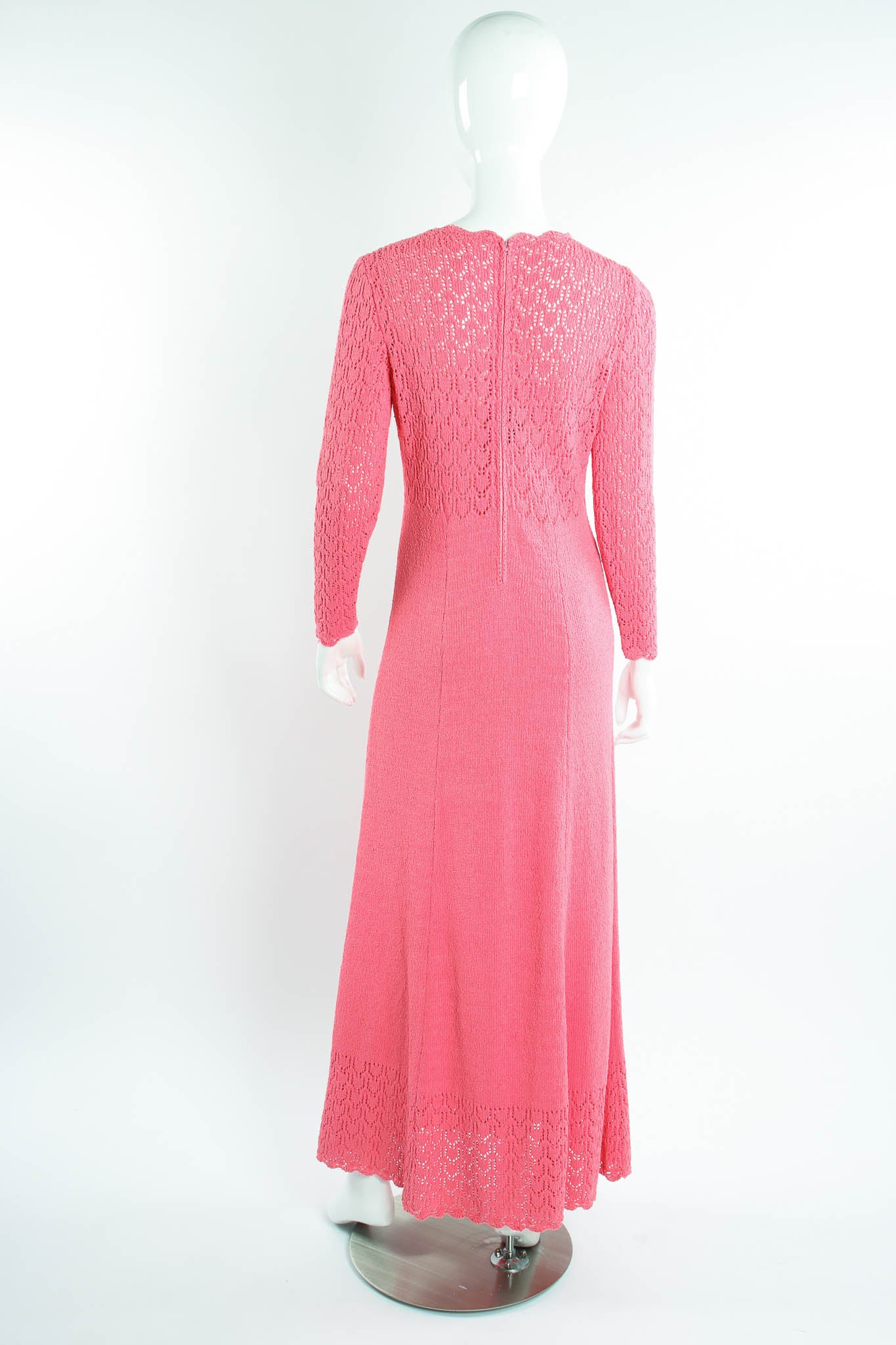 Vintage Picardo Knits Scalloped Crochet Knit Maxi Dress on mannequin back at Recess Los Angeles