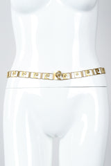Vintage Pierre Cardin Monogram P Link Chain Belt on mannequin front at Recess Los Angeles