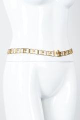 Vintage Pierre Cardin Monogram P Link Chain Belt on mannequin at Recess Los Angeles