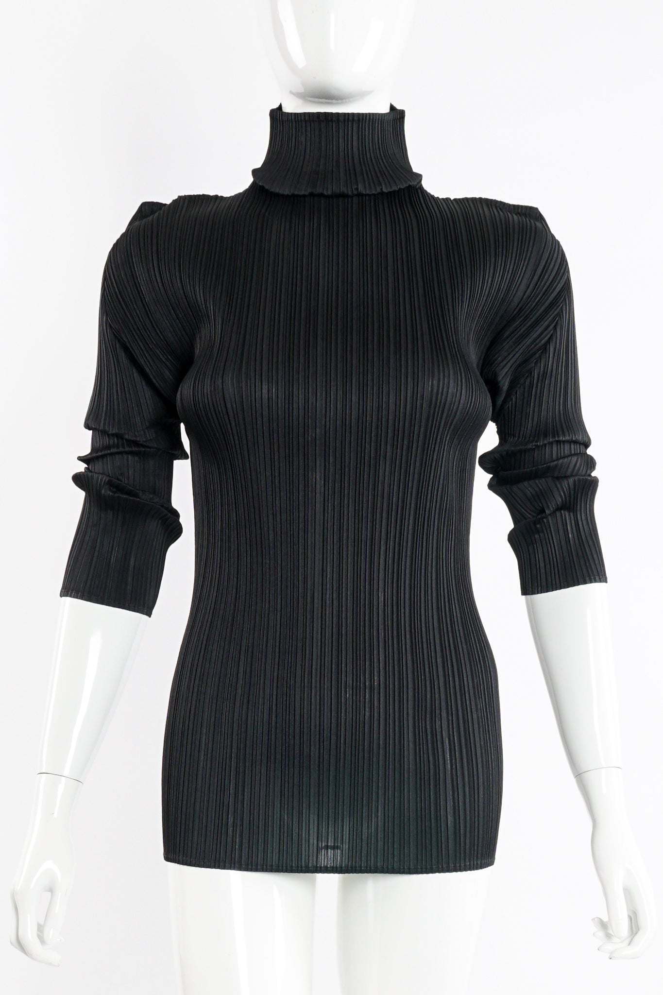 Vintage Issey Miyake Pleats Please Pleated Turtleneck Top on Mannequin front crop at Recess LA
