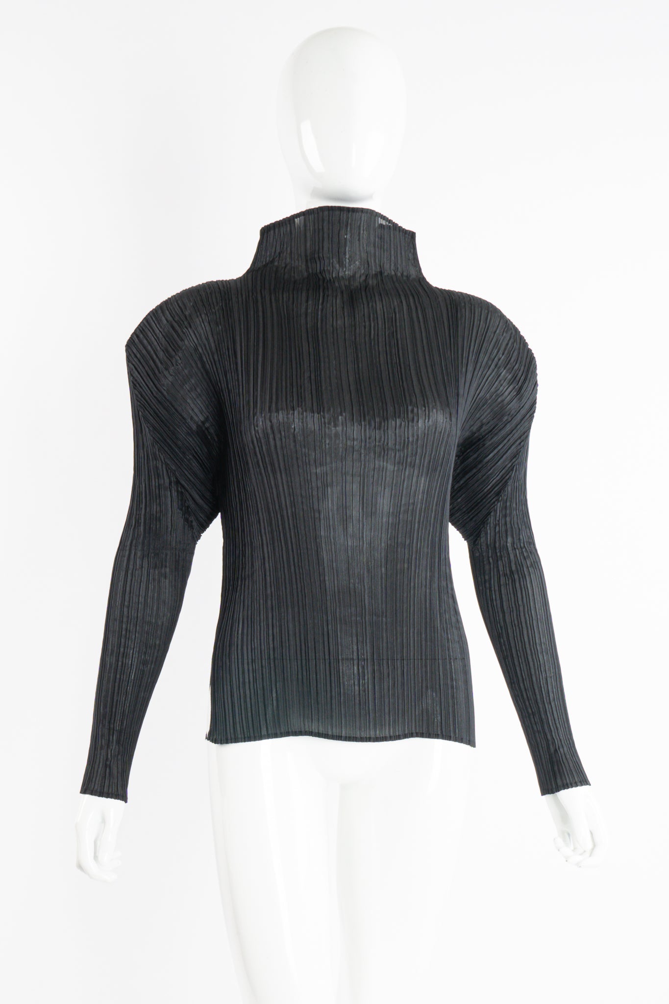 Vintage Issey Miyake Pleats Please Sheer Pleated Mockneck Top on Mannequin front at Recess LA