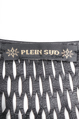 Recess Designer Consignment Vintage Plein Sud Goth Leather Net Accordion Lattice Halter Top Los Angeles Resale