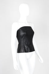 Recess Los Angeles Vintage Plein Sud 90s Strapless Leather Bustier Corset Tube Top