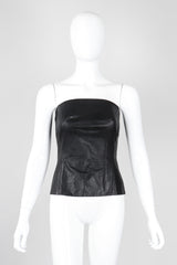 Recess Los Angeles Vintage Plein Sud 90s Strapless Leather Bustier Corset Tube Top