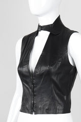 Recess Los Angeles Vintage Plein Sud Leather Choker Neck Strap Vest