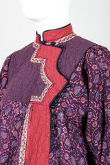 Vintage Pool India Cotton Gauze Quilted Yoke Dress on Mannequin neckline detail at Recess