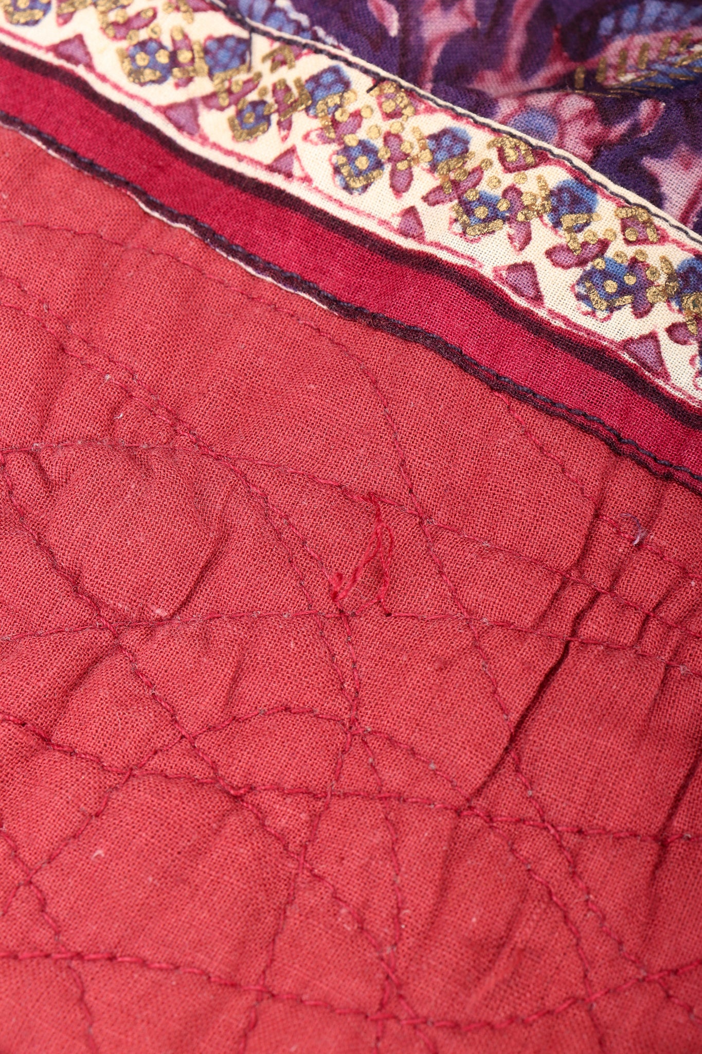 Vintage Pool India Cotton Gauze Quilted Yoke Dress loose threads at hem