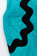 Vintage Positano Teal Leather Cocktail Sheath pocket detail