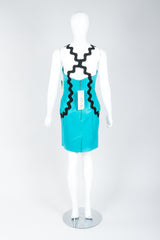 Vintage Positano Teal Leather Cocktail Sheath on Mannequin, back, at Recess Los Angeles