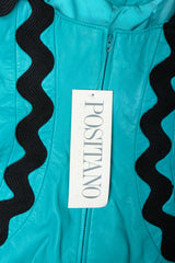 Vintage Positano Teal Leather Cocktail Sheath original tag