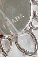 Vintage Prada Crystal Resin Rose Bib Necklace SS 2012 stickers on back