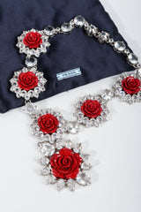 Vintage Prada Crystal Resin Rose Bib Necklace SS 2012 with dustbag at Recess