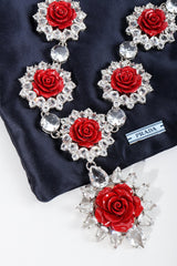 Vintage Prada Crystal Resin Rose Bib Necklace SS 2012 with dustbag at Recess