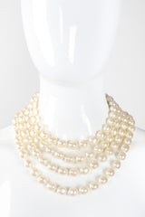 Recess Los Angeles Vintage Prince Kamy Yar Multi-Strand Tiered Pearl Collar Necklace