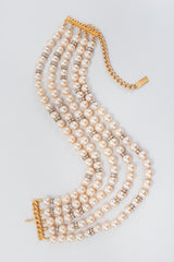 Recess Vintage Prince Kamy Yar 5-Strand Faux Pearl Necklace on Grey Background