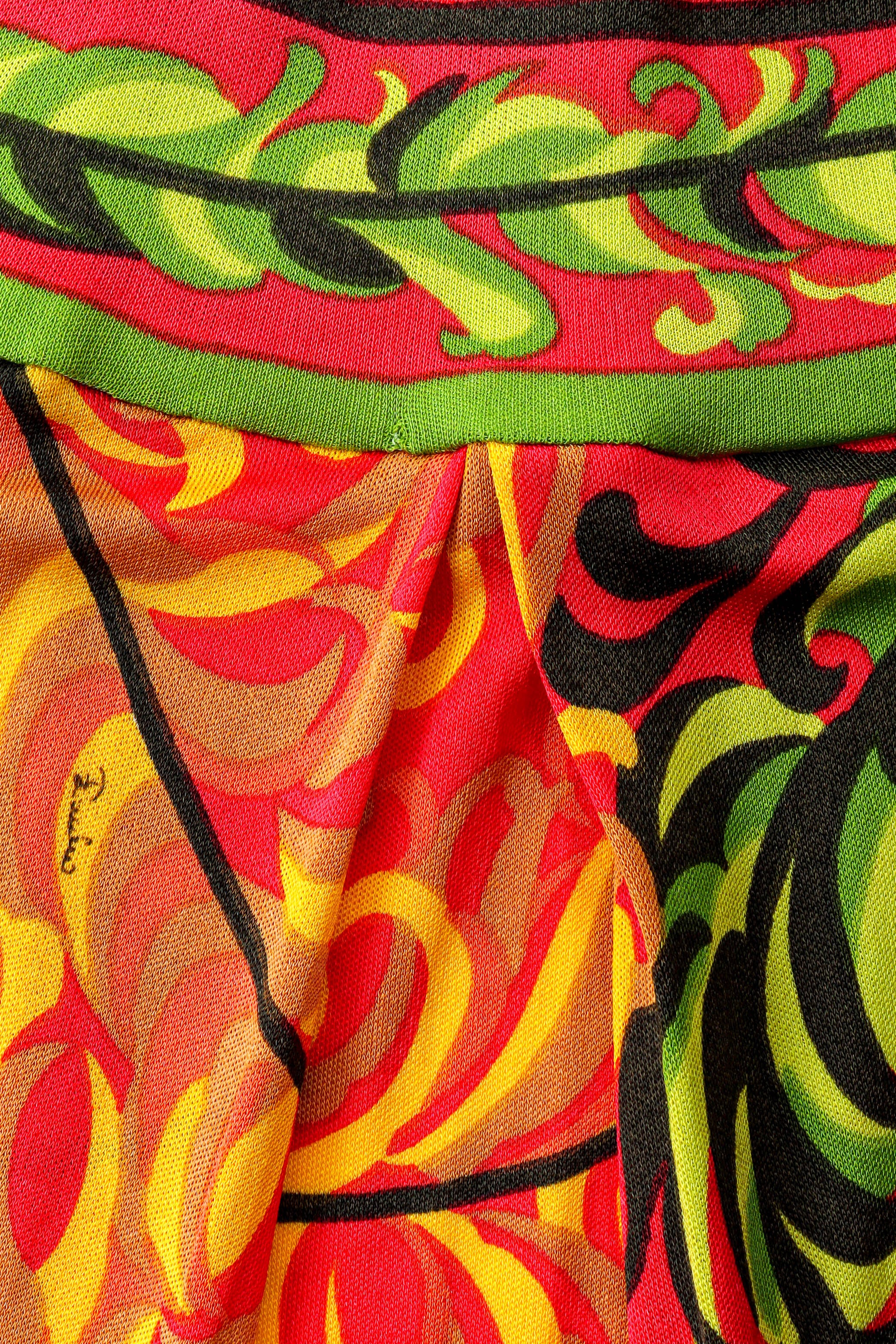 Vintage Emilio Pucci Tropical Halter Tie Dress on small fabric snag on V bottom hem@ Recess LA