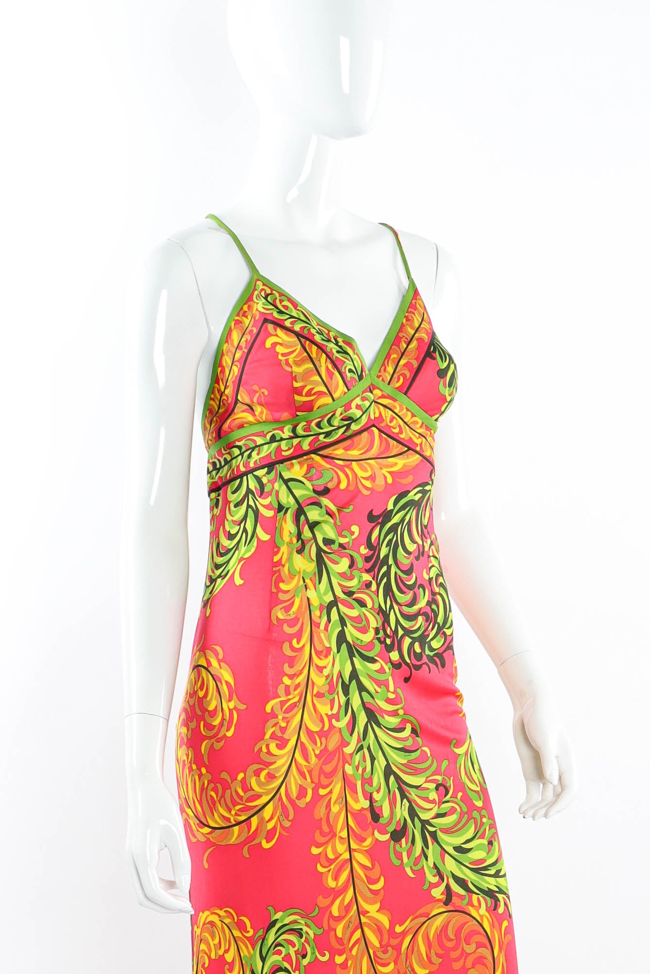 Vintage Emilio Pucci Tropical Halter Tie Dress mannequin angle  @ Recess LA