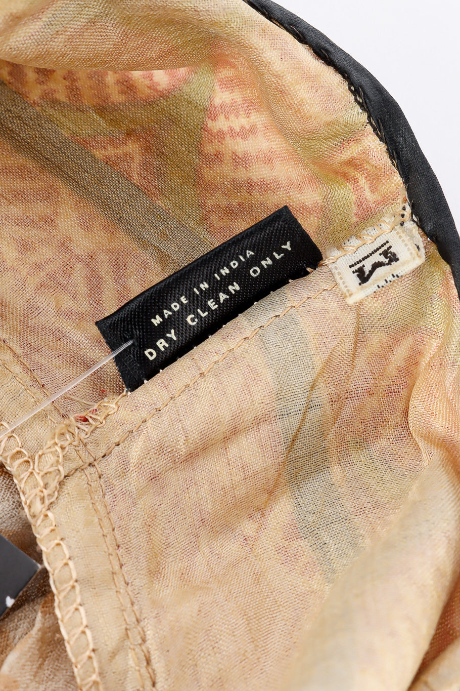 Block print silk dress by Ritu Kumar for Judith Ann Made-in Label close-up. @recessla