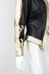 Recess Los Angeles Vintage Rafaell Metallic Flourish Gold Lamé Leather Jacket 90s