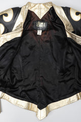 Recess Los Angeles Vintage Rafaell Metallic Flourish Gold Lamé Leather Jacket 90s
