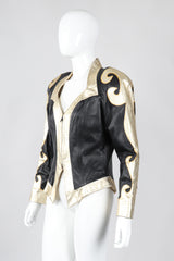 Recess Los Angeles Vintage Rafaell Metallic Flourish Gold Lamé Leather Jacket 90s