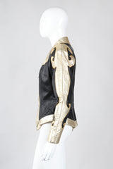 Recess Los Angeles Vintage Rafaell Metallic Flourish Gold Lamé Leather Jacket 90s