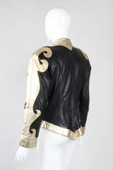 Recess Los Angeles Vintage Rafaell Metallic Flourish Gold Lamé Leather Jacket 90s