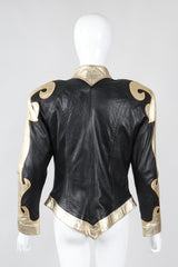 Recess Los Angeles Vintage Rafaell Metallic Flourish Gold Lamé Leather Jacket 90s