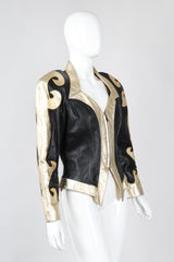 Recess Los Angeles Vintage Rafaell Metallic Flourish Gold Lamé Leather Jacket 90s