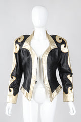 Recess Los Angeles Vintage Rafaell Metallic Flourish Gold Lamé Leather Jacket 90s