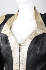 Recess Los Angeles Vintage Rafaell Metallic Flourish Gold Lamé Leather Jacket 90s