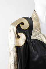 Recess Los Angeles Vintage Rafaell Metallic Flourish Gold Lamé Leather Jacket 90s