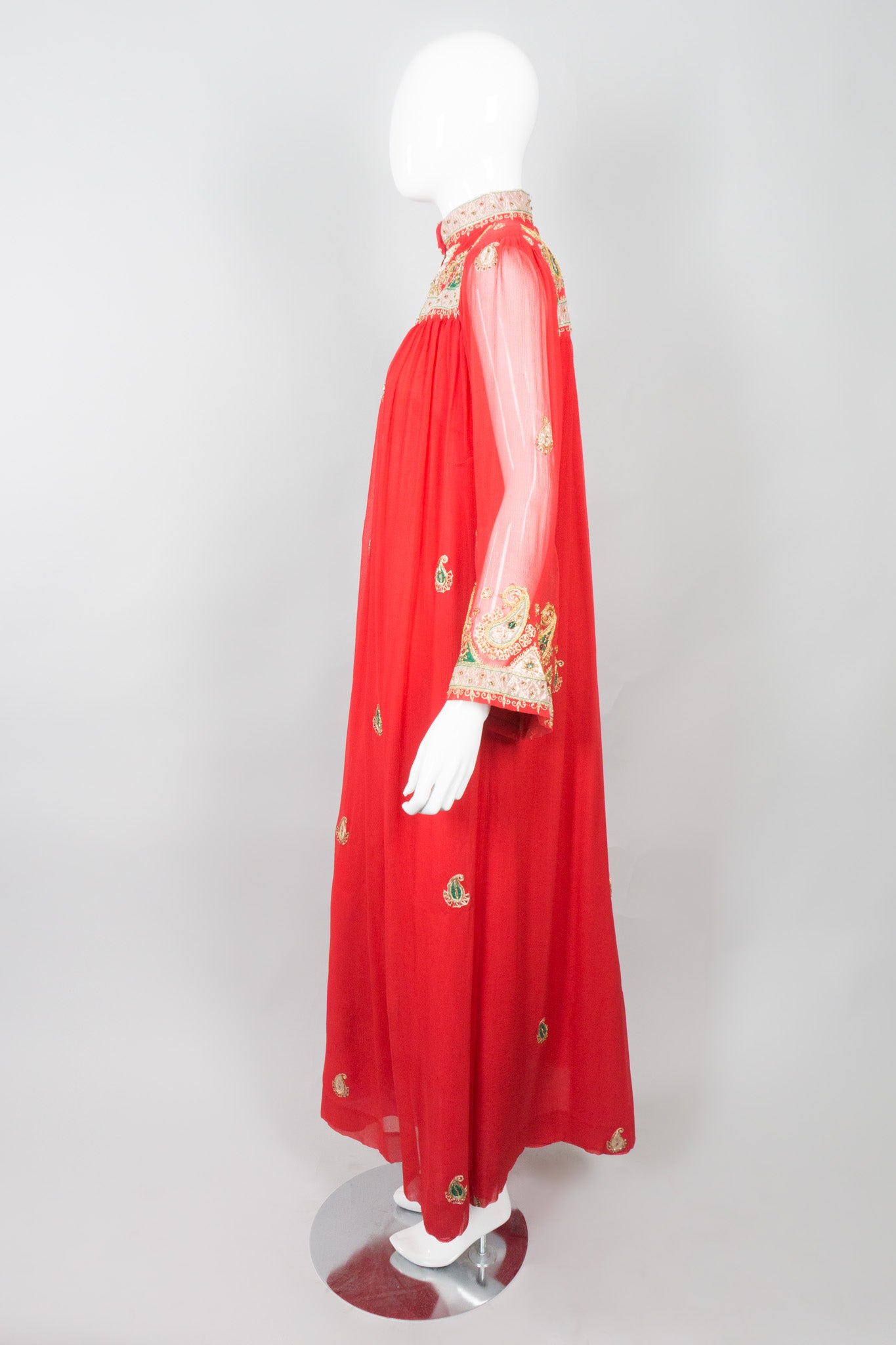 Raksha for Neiman Marcus Paisley Embellished Silk Kaftan