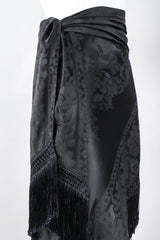 Recess Los Angeles Vintage Ralph Lauren Silk Piano Shawl Fringe Wrap Skirt