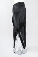 Recess Los Angeles Vintage Ralph Lauren Silk Piano Shawl Fringe Wrap Skirt
