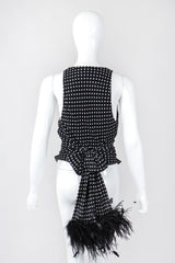 Recess Los Angeles Vintage Ralph Lauren Silk Chiffon Polka Dot Feather Tie Top