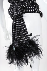 Recess Los Angeles Vintage Ralph Lauren Silk Chiffon Polka Dot Feather Tie Top