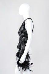 Recess Los Angeles Vintage Ralph Lauren Silk Chiffon Polka Dot Feather Tie Top