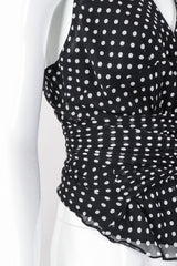 Recess Los Angeles Vintage Ralph Lauren Silk Chiffon Polka Dot Feather Tie Top