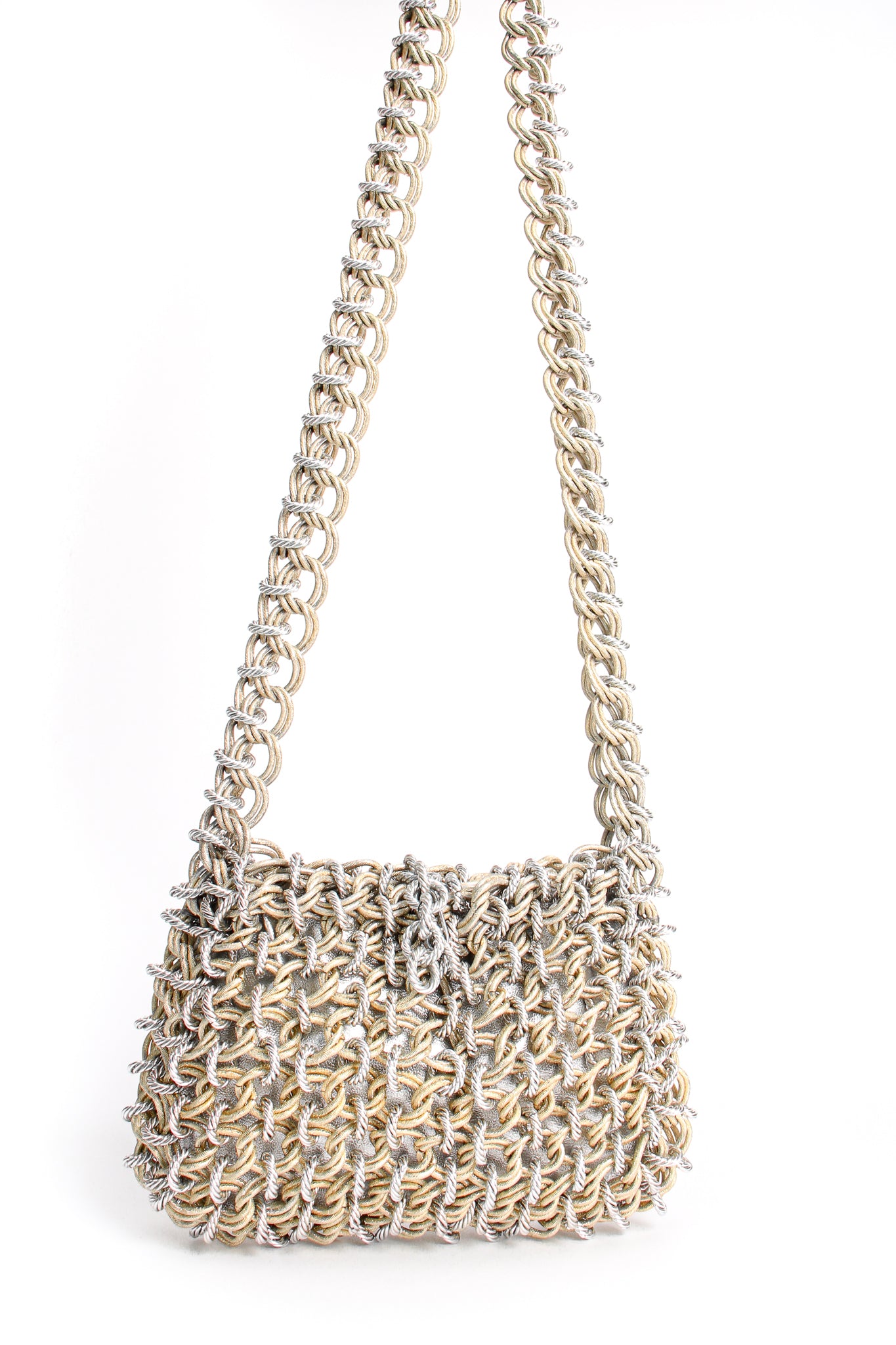 Vintage Raoul Calabro Two Tone Chain Mail Bag Set front at Recess Los Angeles
