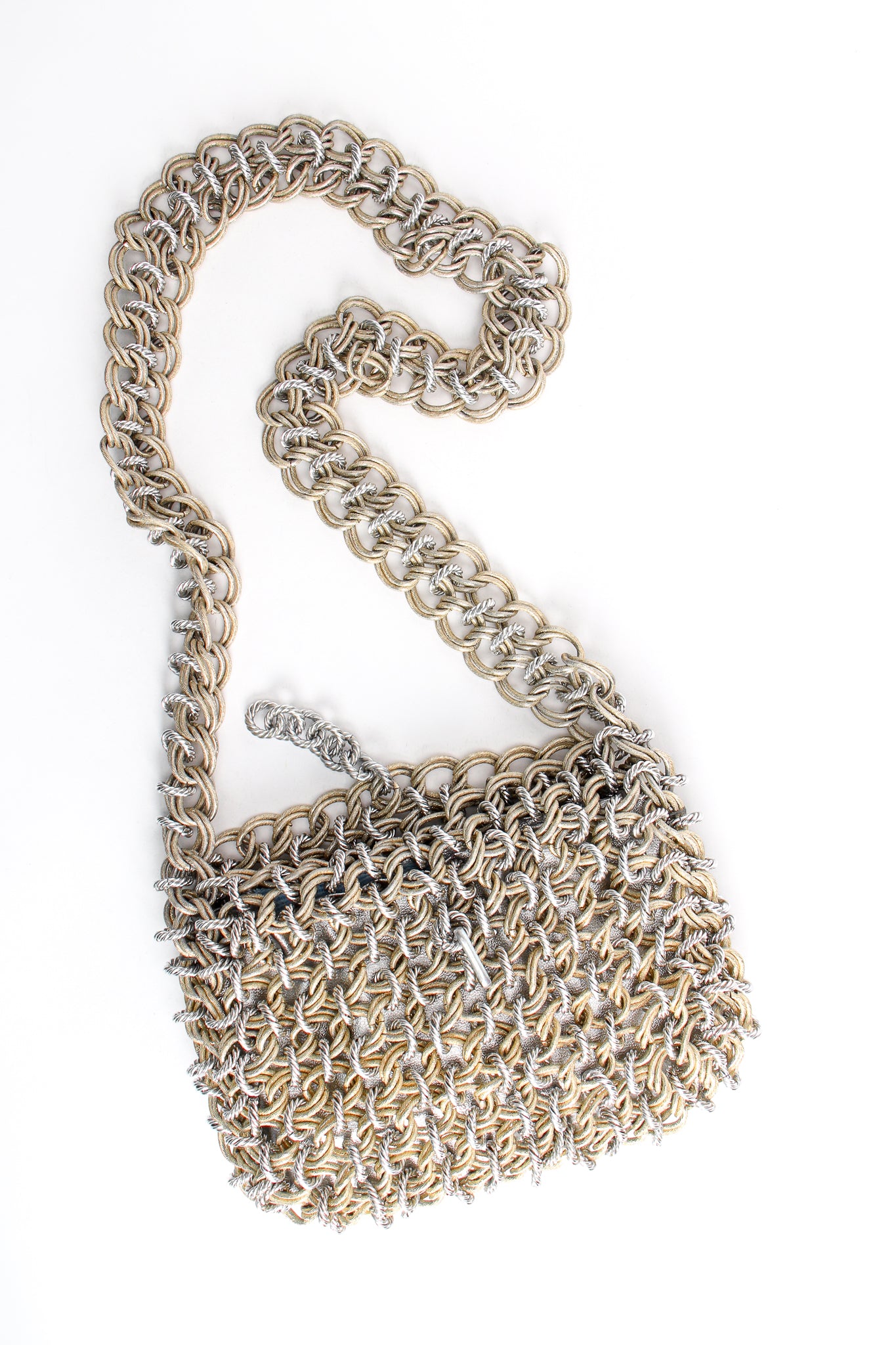 Vintage Raoul Calabro Two Tone Chain Mail Bag & Necklace Set bag at Recess Los Angeles
