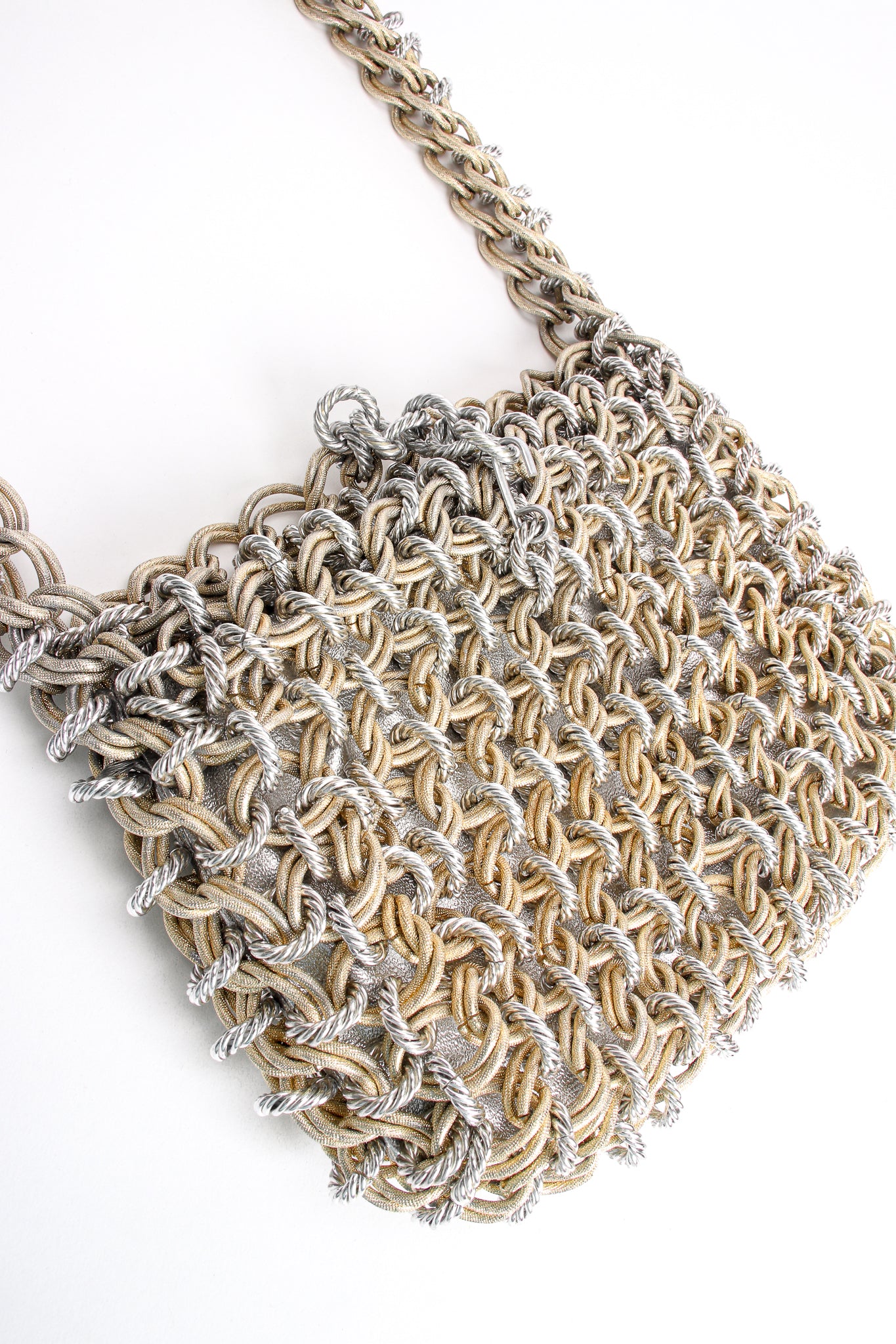 Vintage Raoul Calabro Two Tone Chain Mail Bag Set detail at Recess Los Angeles