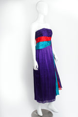 Vintage Raul Blanco Evenings Pleated Strapless Sash Dress on Mannequin angle at Recess Los Angeles
