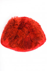 Vintage Evans Red Mongolian Fur Shawl Collar Coat flat back at Recess Los Angeles