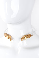 Recess Los Angeles Vintage Remy Lucite Clear Choker Brass Horse Heads